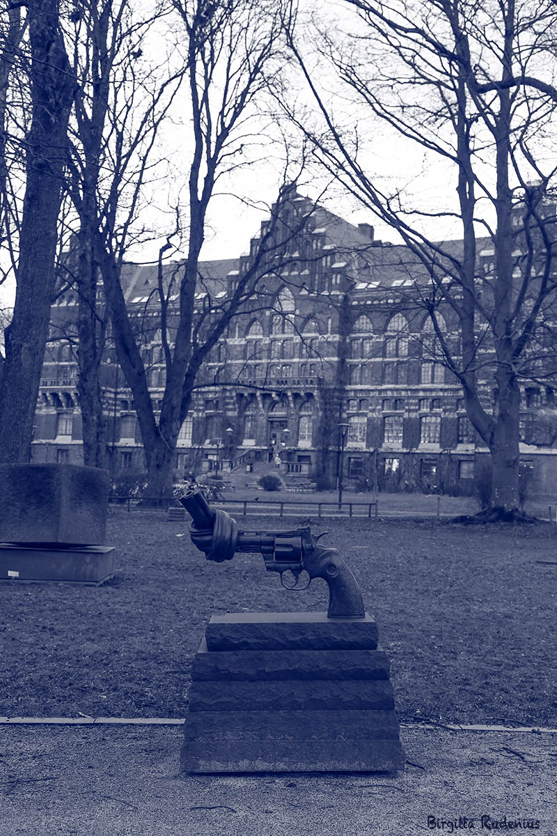 University Library with a piece of art in front