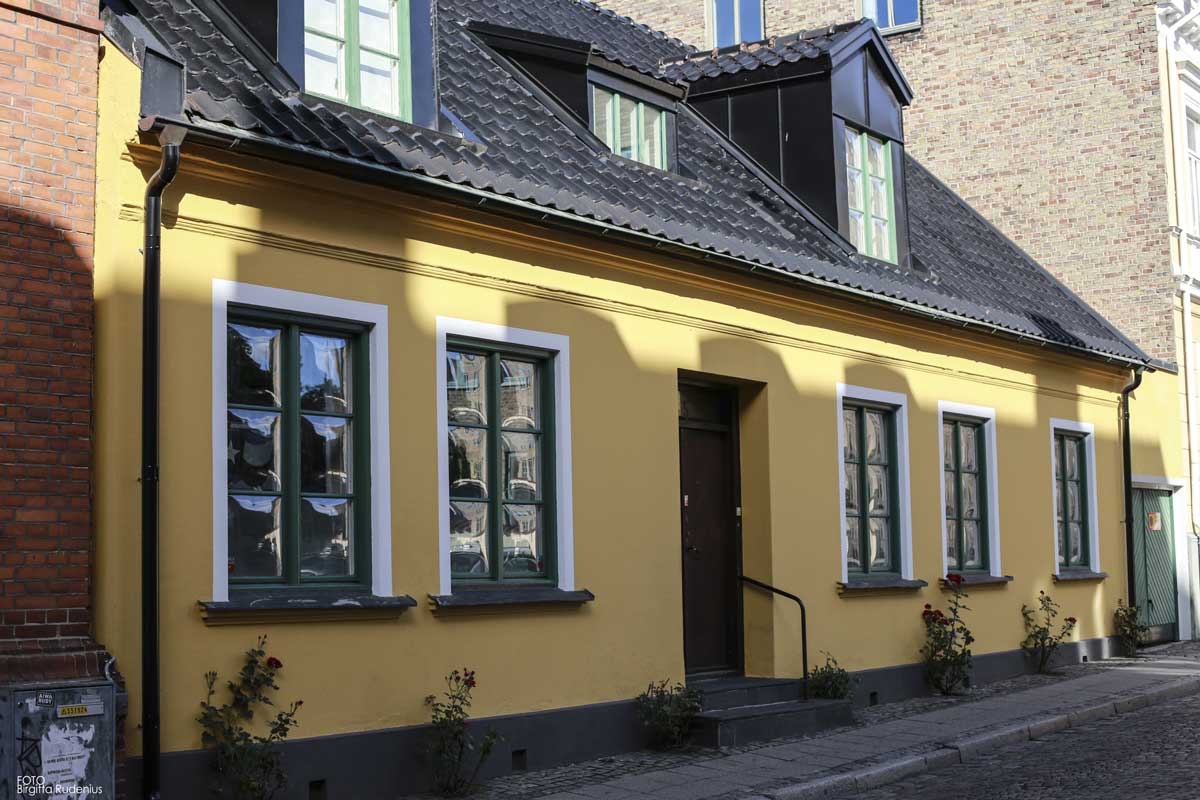 A yellow house in City Center, Lund Sweden